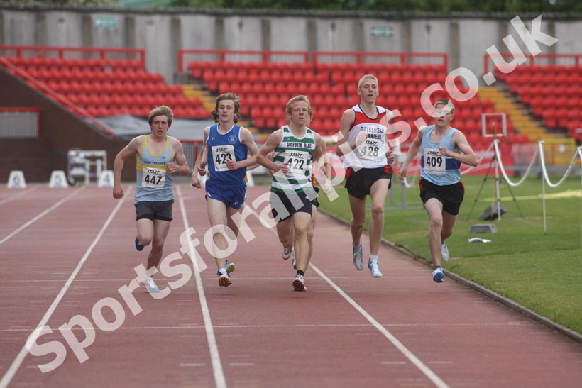 Charlie Pasco (New Marske), Michael Wilson (Sunderland), Jack Reed (Gosforth), Barry Maskell (Gateshead) and Liam Watson, North East Championships, Gateshead